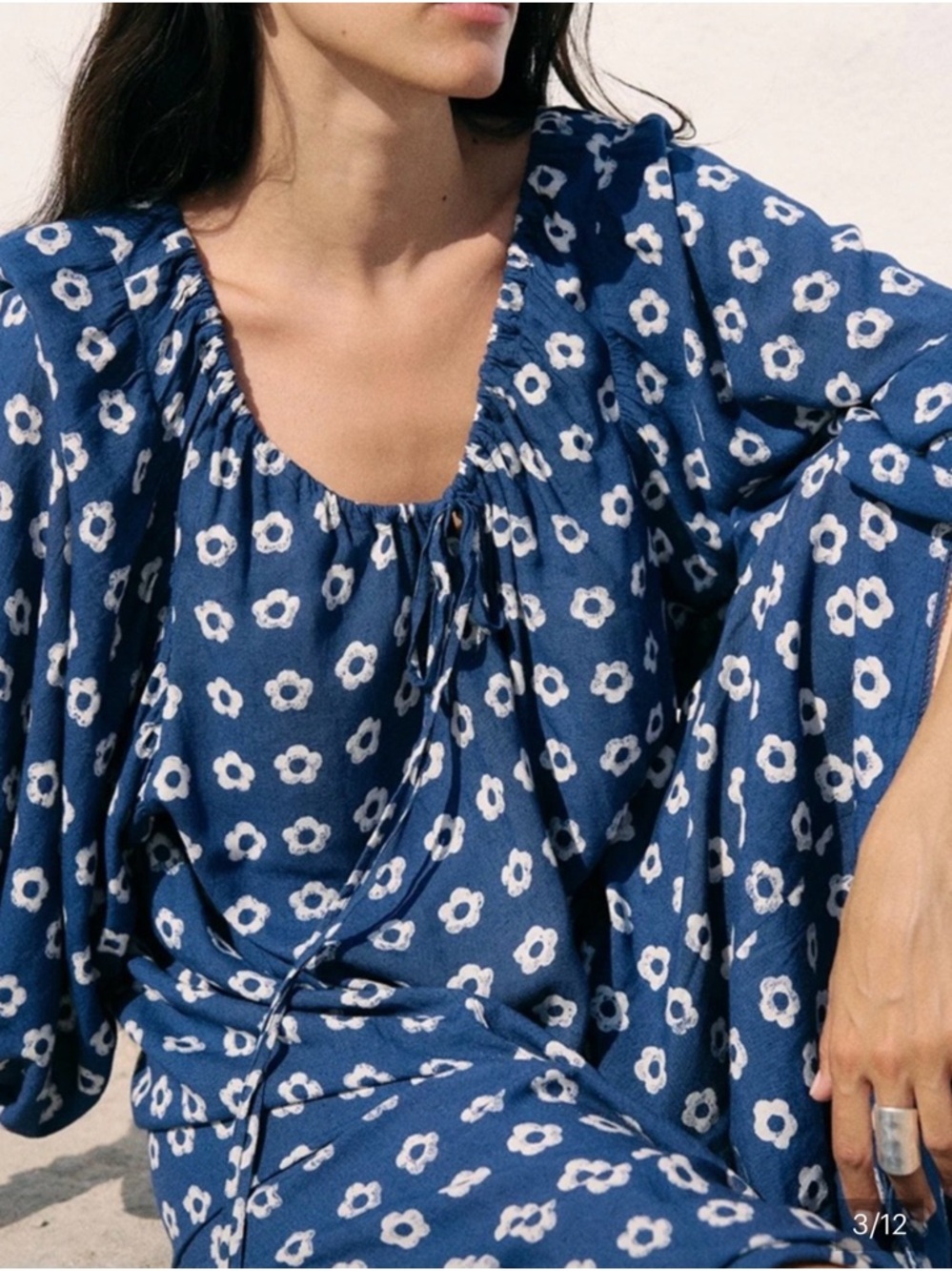 NWT Daughters of India Blue Floral Zahra Midi Dress size small - Picture 3 of 10